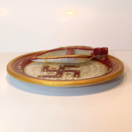 Marble POOJAN THALI with Chopra Decorated SHAGOON THALI Set/Marble KUNDAN THALI/RAKSHA BANDHAN/BHAI DOOJ TIKA/Diwali POOJAN THALI