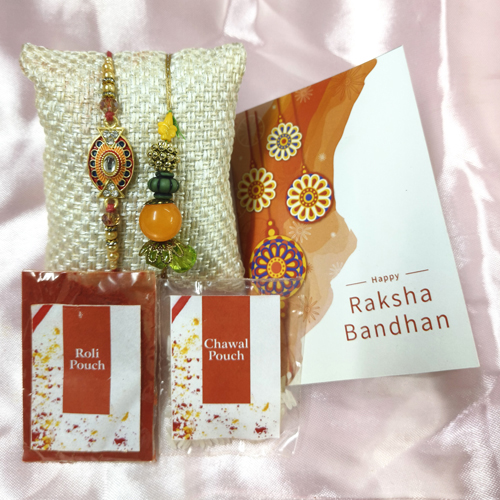 Rakhi for Brother Lumba Rakhi for Bhabhi with Roli Chawal Pack Rakhi for Bhaiya, Bhai