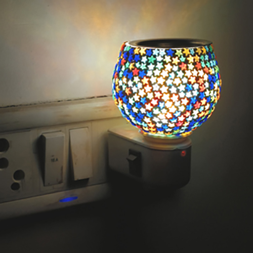 Electric Mosaic Kapoor Dani for Home & Office Multipurpose Night Lamp Incense Burner Mosaic Incense Burner Steel Camphor Aroma Diffuser Fragrance with On/Off Switch